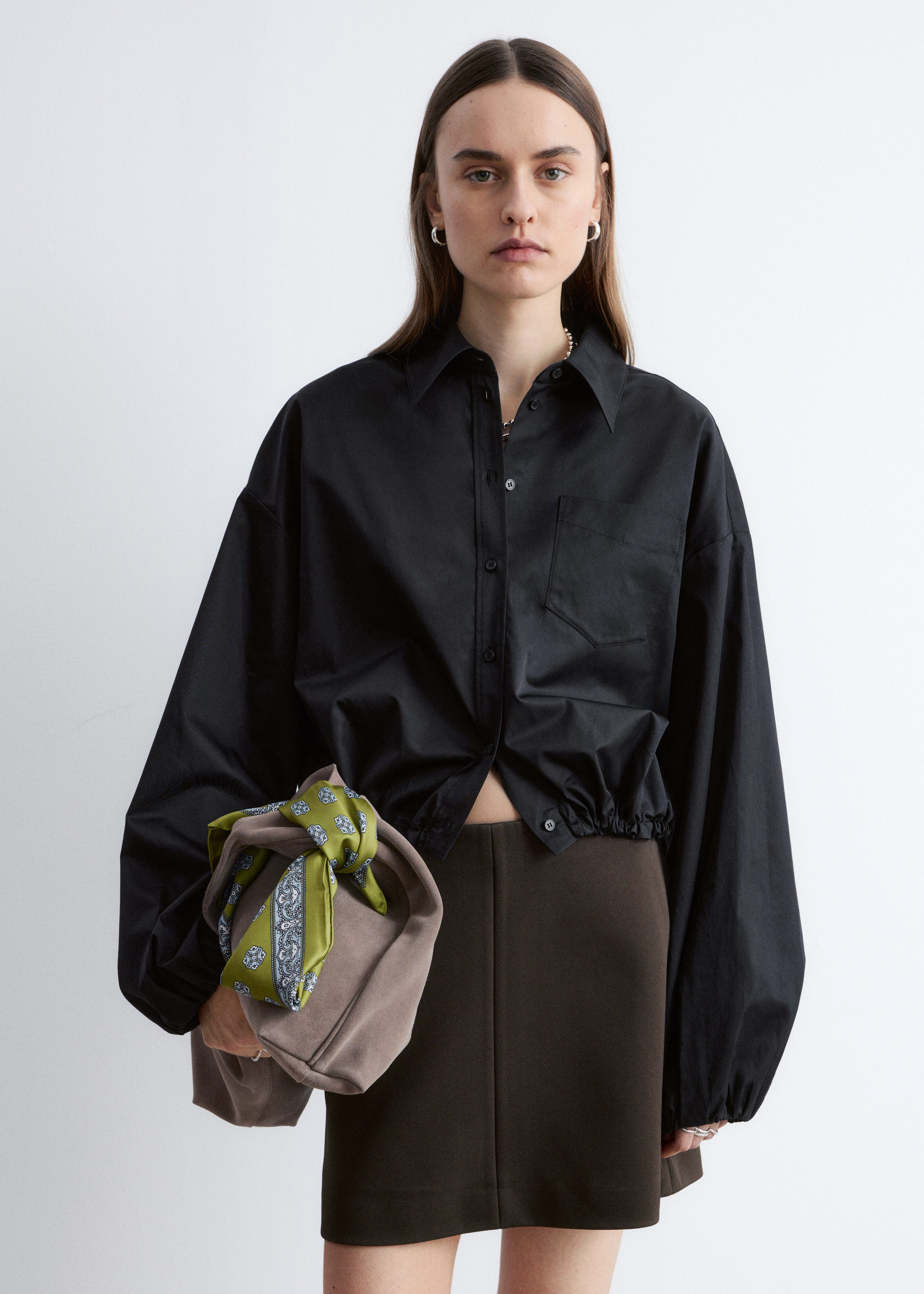 & Other Stories CROPPED DRAWSTRING SHIRT
