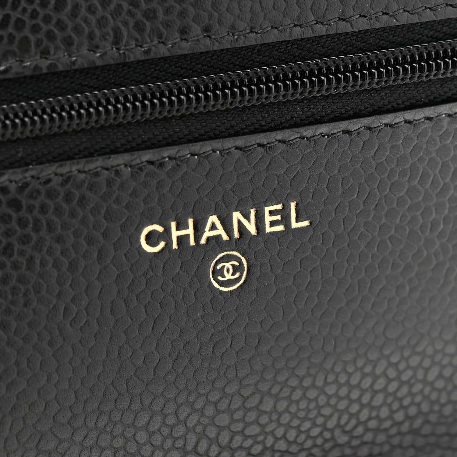Caviar Quilted Wallet on Chain WOC Black - Top Club