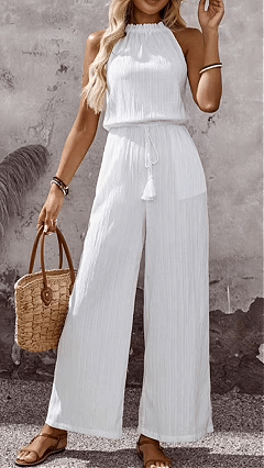 Women's Cotton-Blend Halter Sleeveless Top & Wide-Leg Pants Set - Nordfashionstorm - Women's Clothing, Fashion for You - Nordfashionstorm.com