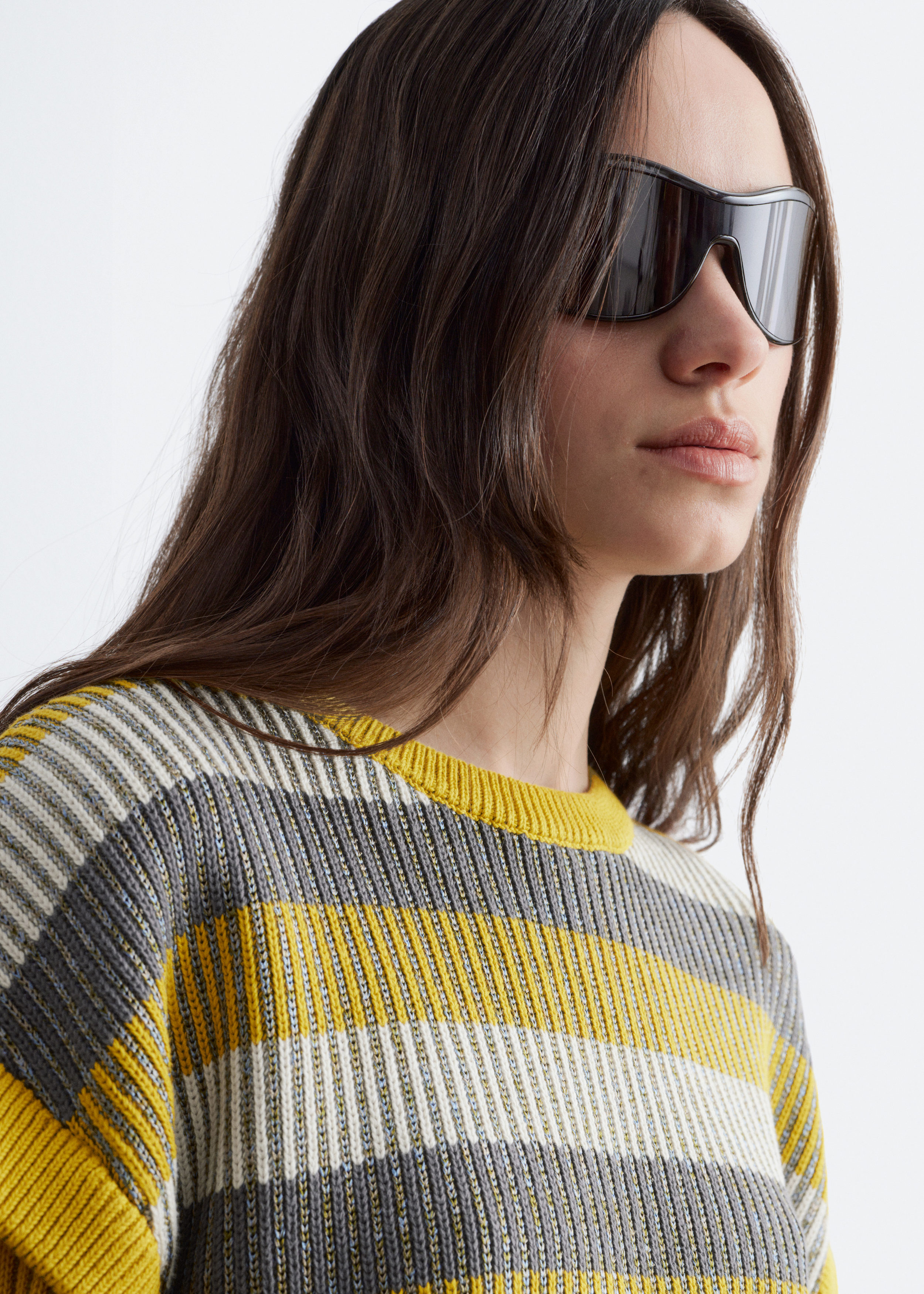 & Other Stories STRIPED PANEL KNIT JUMPER