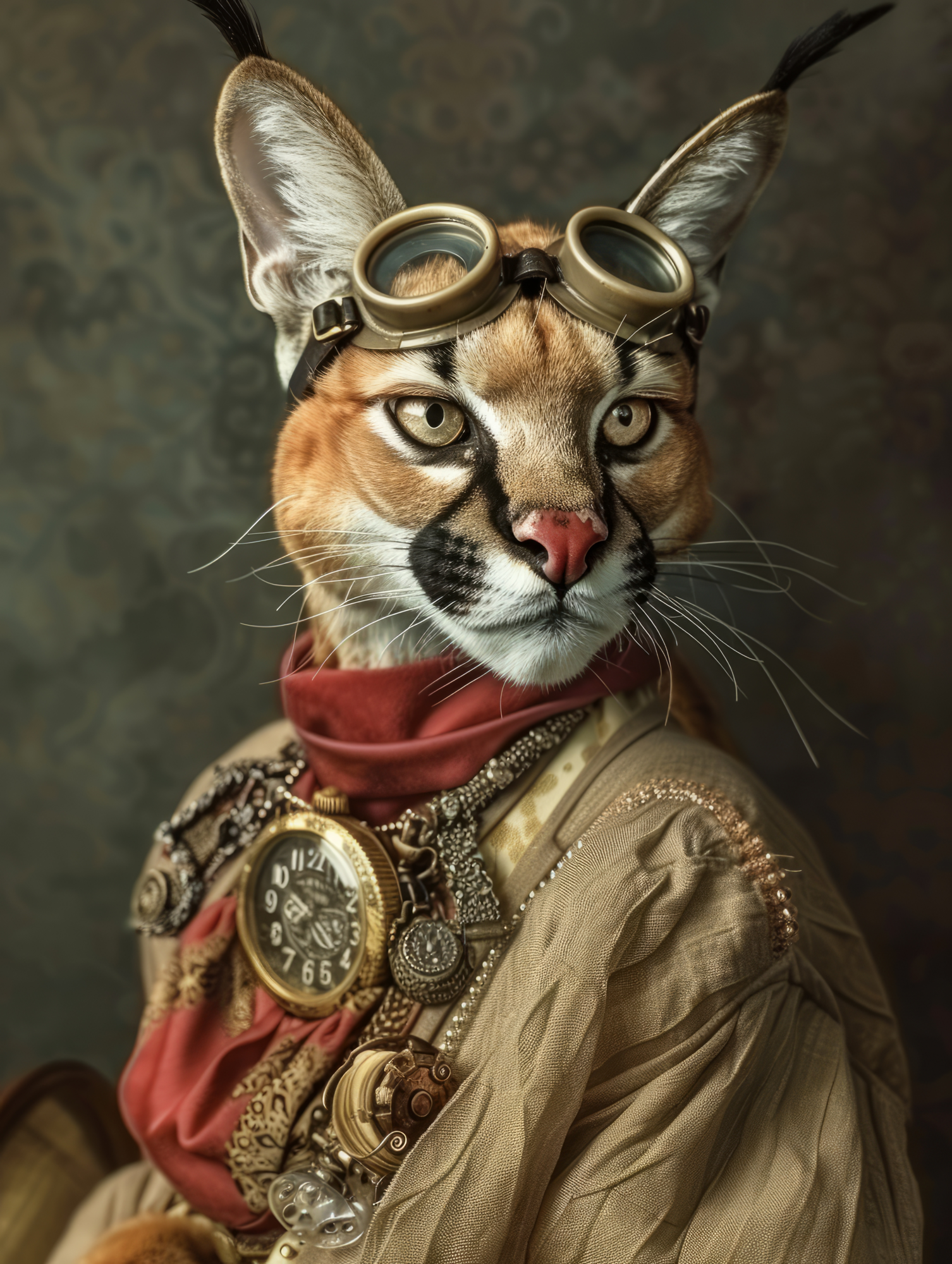 Canvas schilderij van een Caracal 100x200 cm