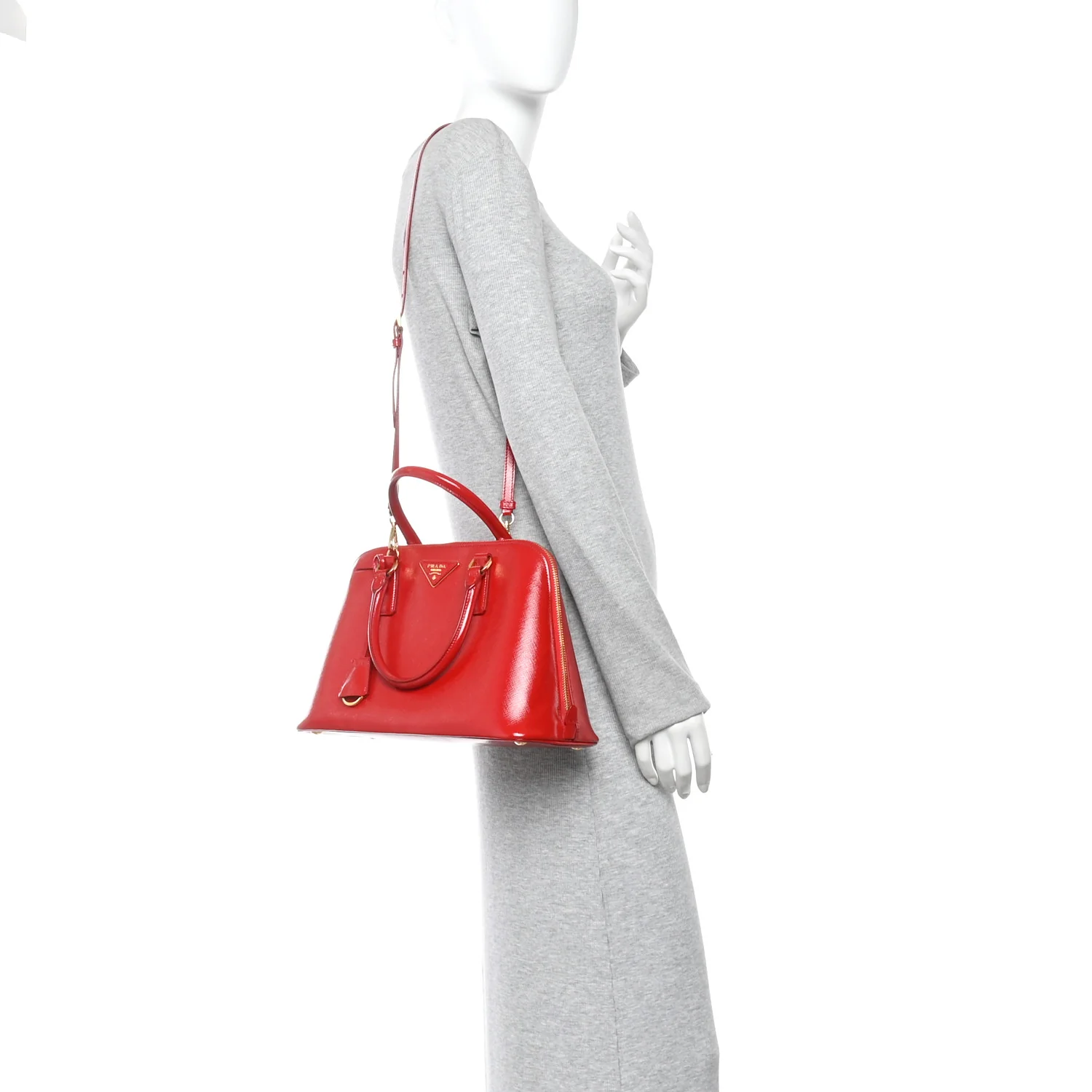 Saffiano Vernice Medium Promenade Tote Rosso