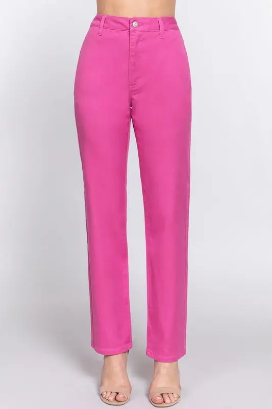 Thinking About You Straight Fit Twill Pants - ALJEGJ