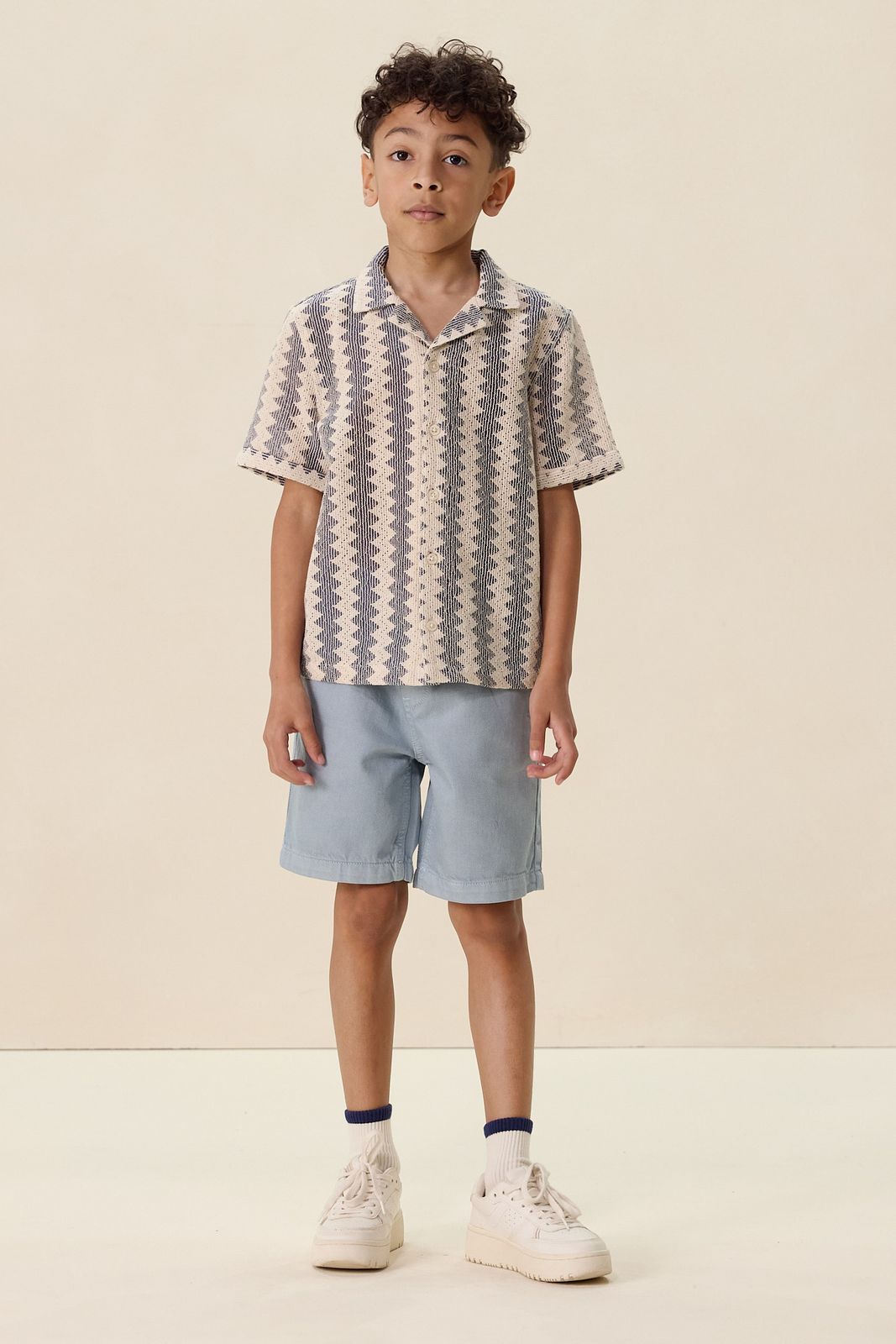 Donkerblauw crochet overhemd