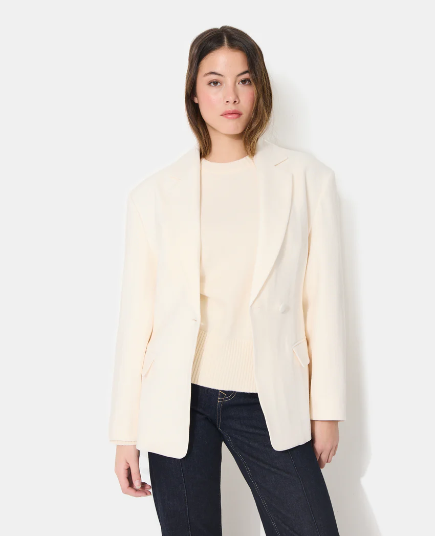 Pimkie Veste blazer long et cintré en tissu effet lin