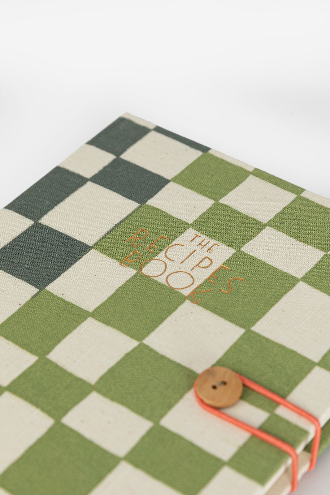 Groen geblokt linnen receptenboek