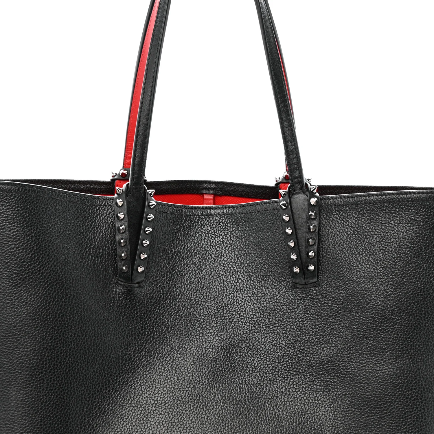 Calfskin Empire Spikes East West Cabata Tote Black - Top Club