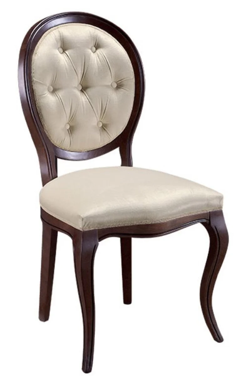 Luxury Art Nouveau Chesterfield dining room chair dark brown / cream 51 x 44 x H. 99 cm - Baroque & Art Nouveau dining room furniture
