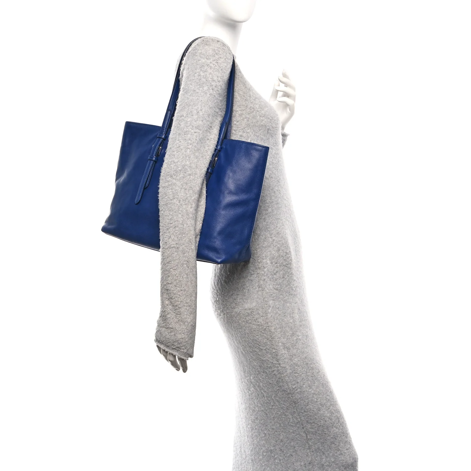 Saffiano Cuir Medium Double Handle Tote Bluette