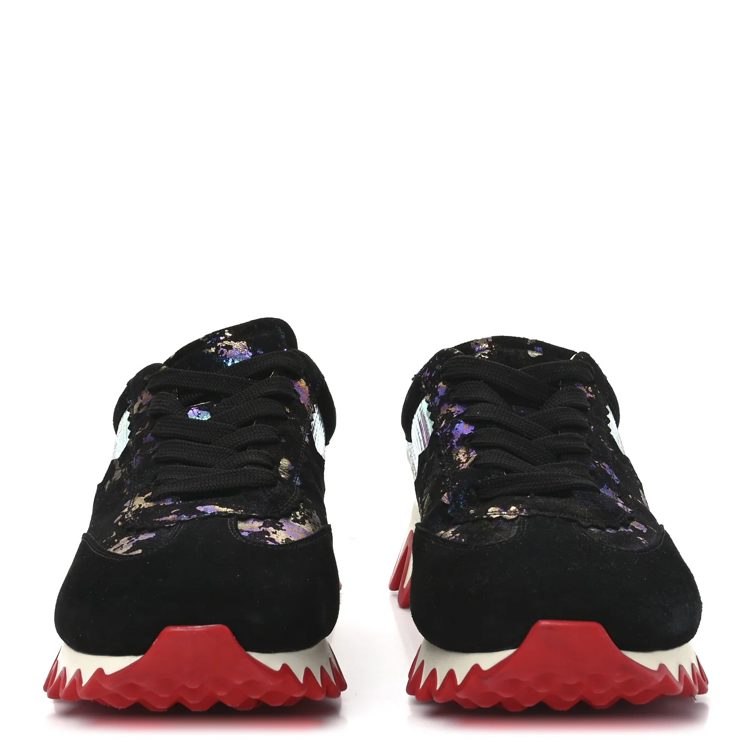 Suede Mesh Calfskin Loubishark Sneakers 40 Black Multicolor - Top Club
