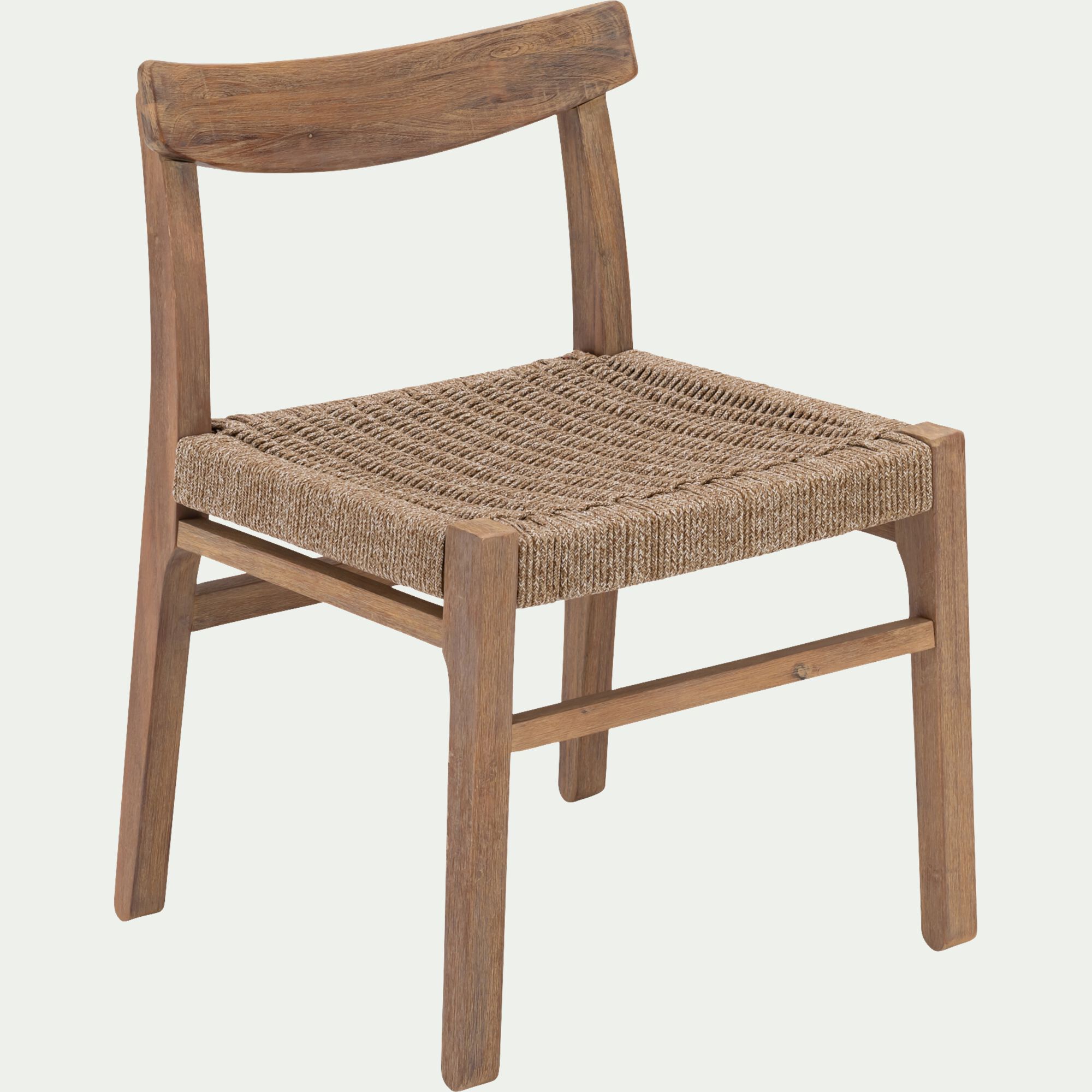 SORGUES - Chaise de jardin en acacia et assise en corde - bois foncé