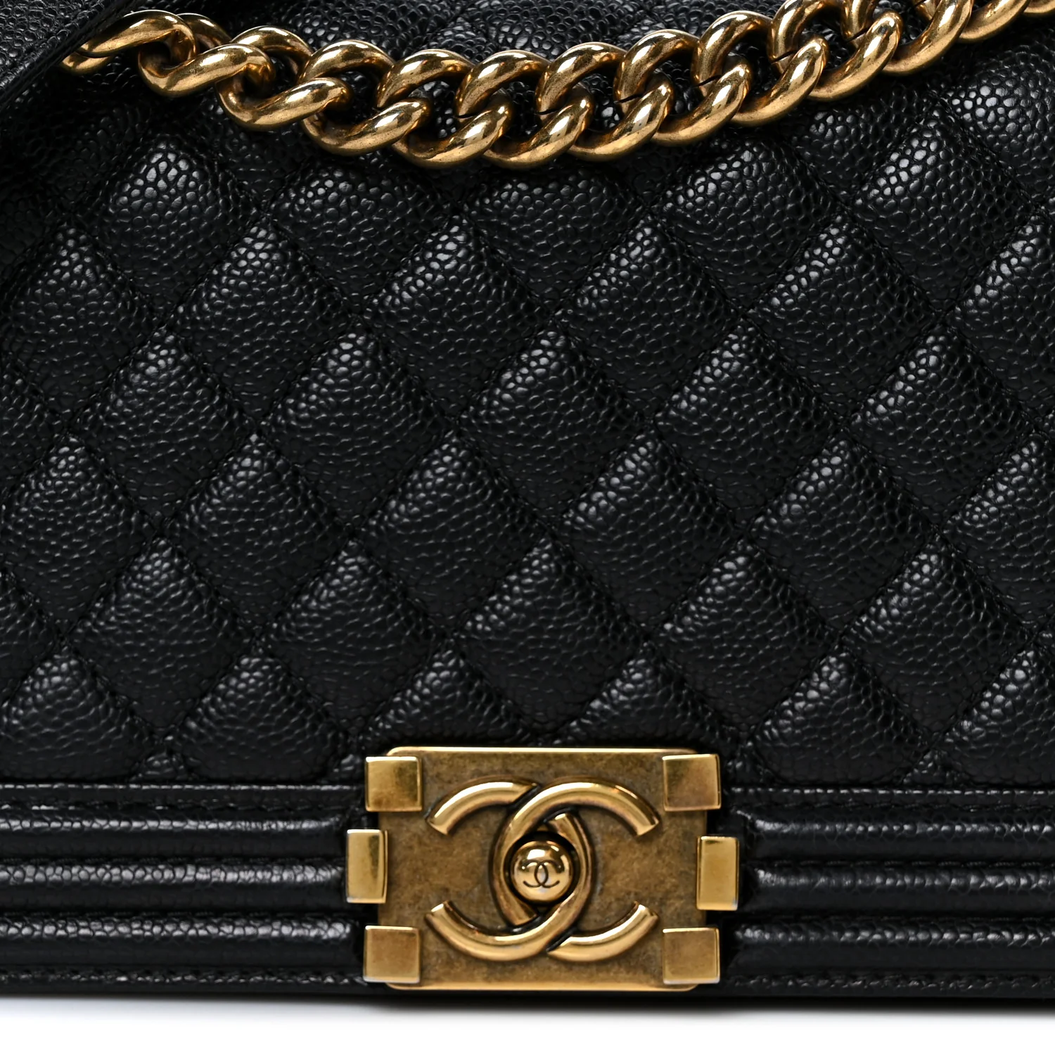 Caviar Quilted Medium Boy Flap Black - Top Club