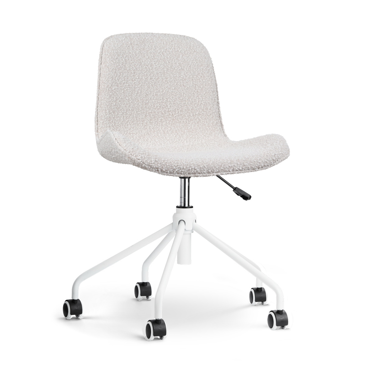 Bureaustoel Nout-Fé bouclé beige - wit onderstel