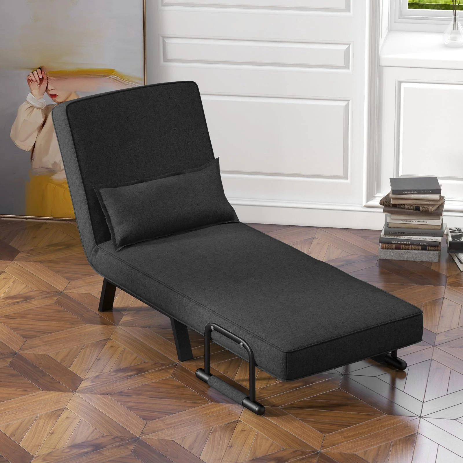 BEFOUNDLOVELY Convertible Sleeper Chair Bed with Pillow, 4-in-1 Folding Sofa Bed with 6-Position Adjustable Backrest