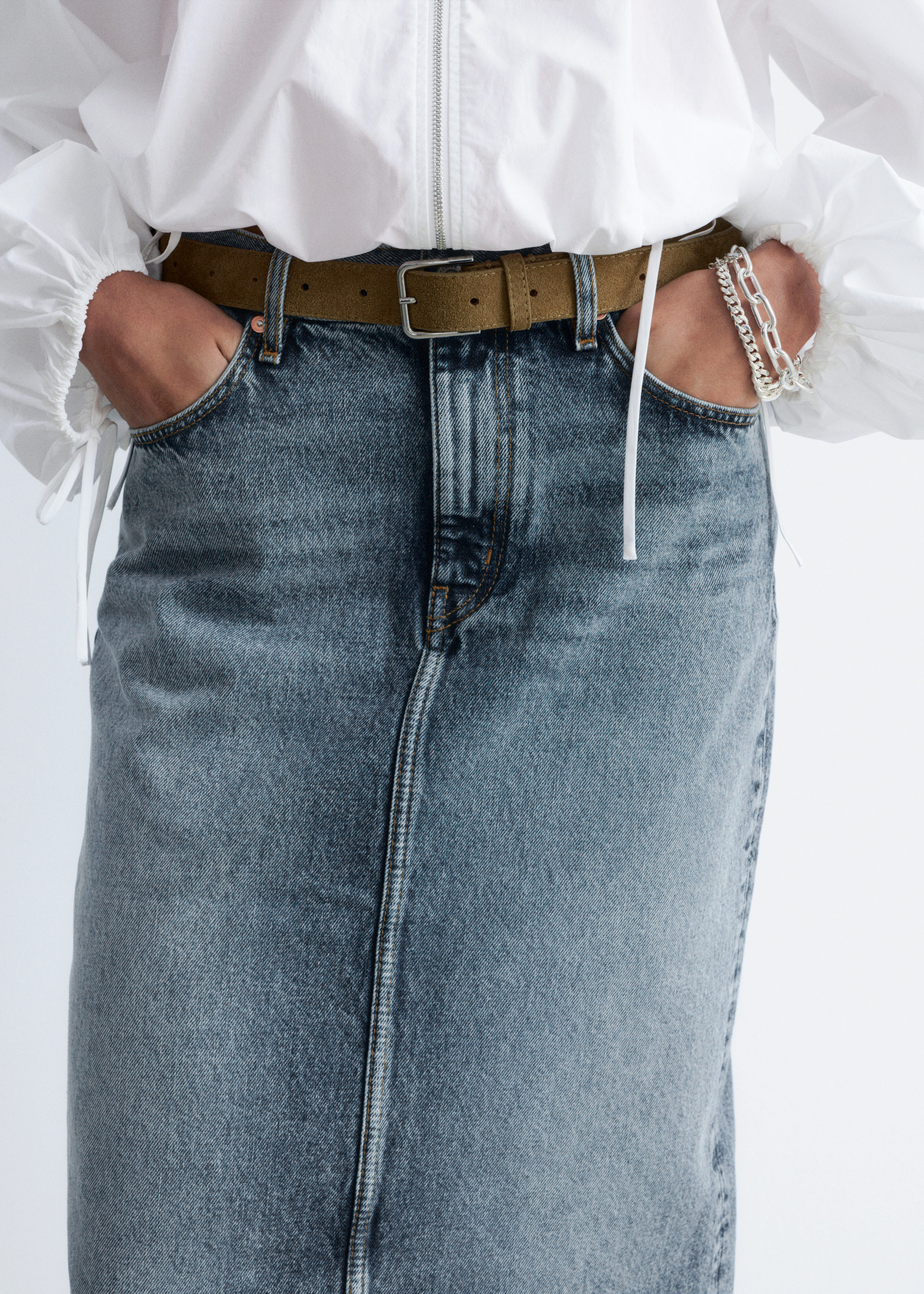 & Other Stories DENIM MIDI SKIRT