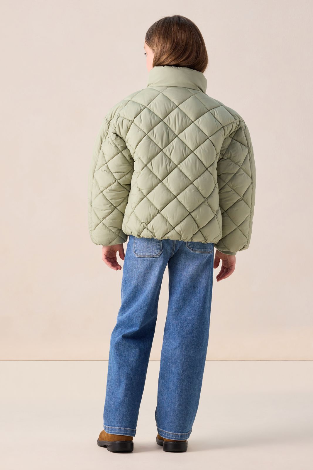 Lichtgroene puffer jas