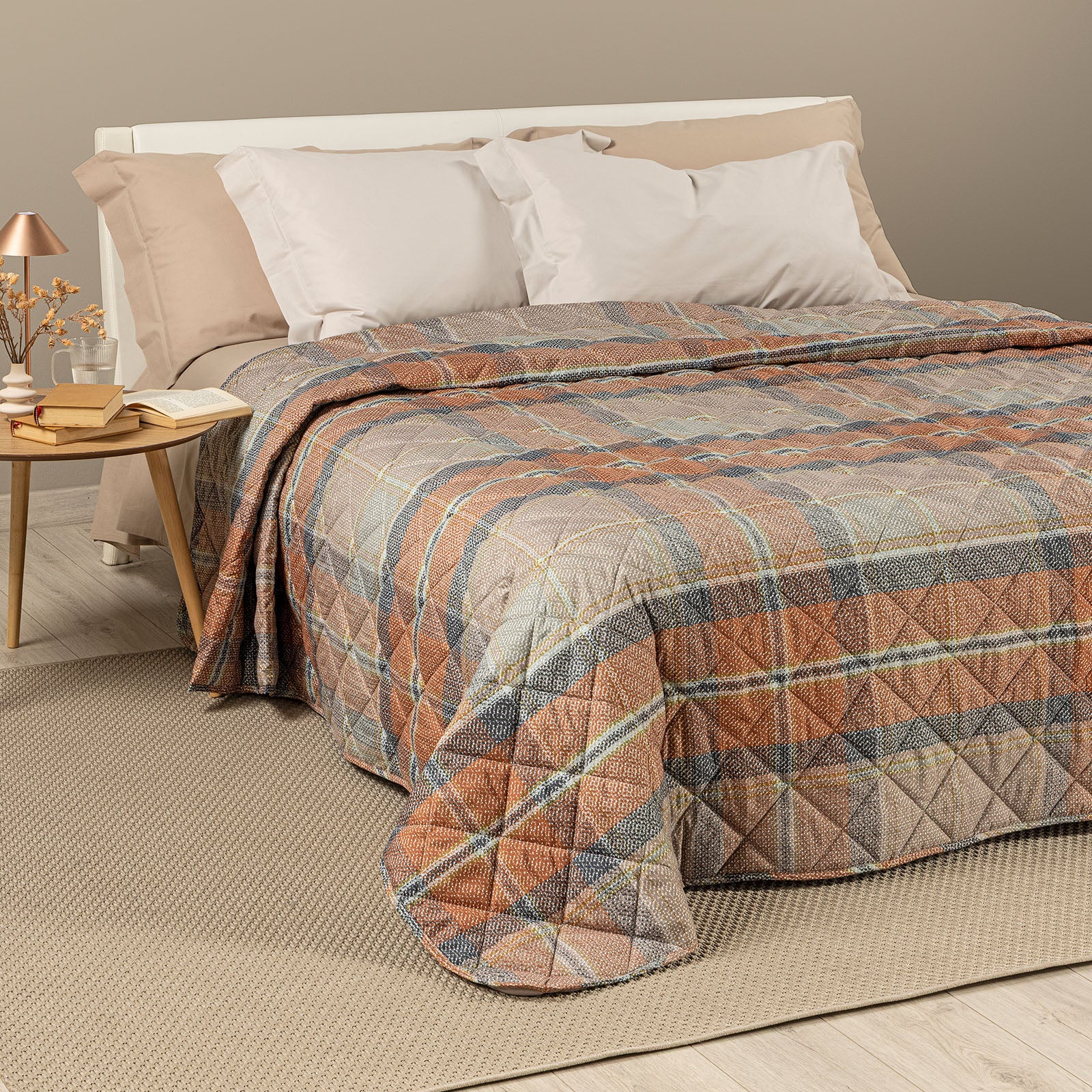 Copriletto Trapuntato In Microfibra Hilton Singolo Ambra Modern