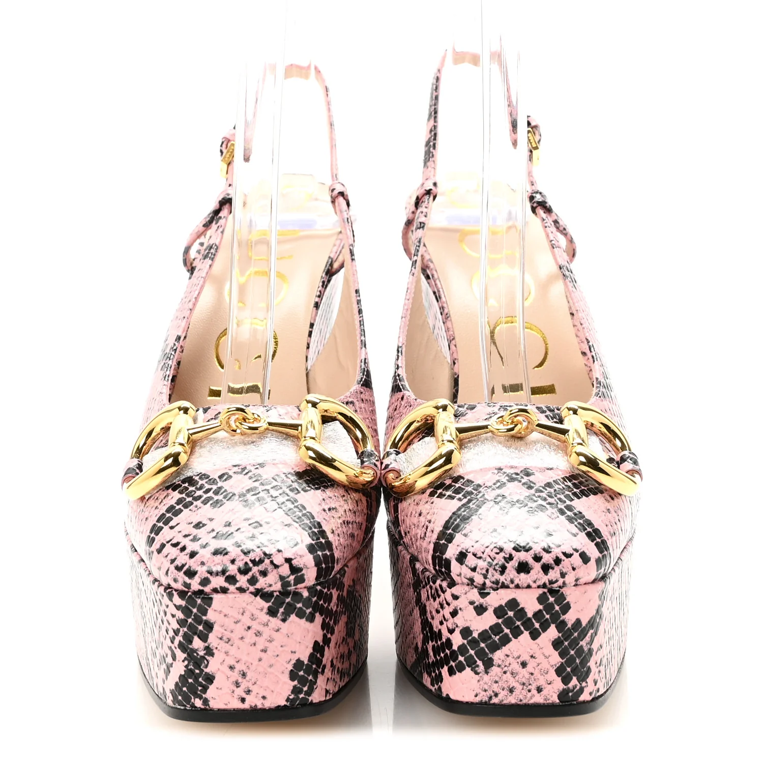 Calfskin Python Print Horsebit Platform 35/120mm Slingback Pumps 35 Wild Rose - Top Club