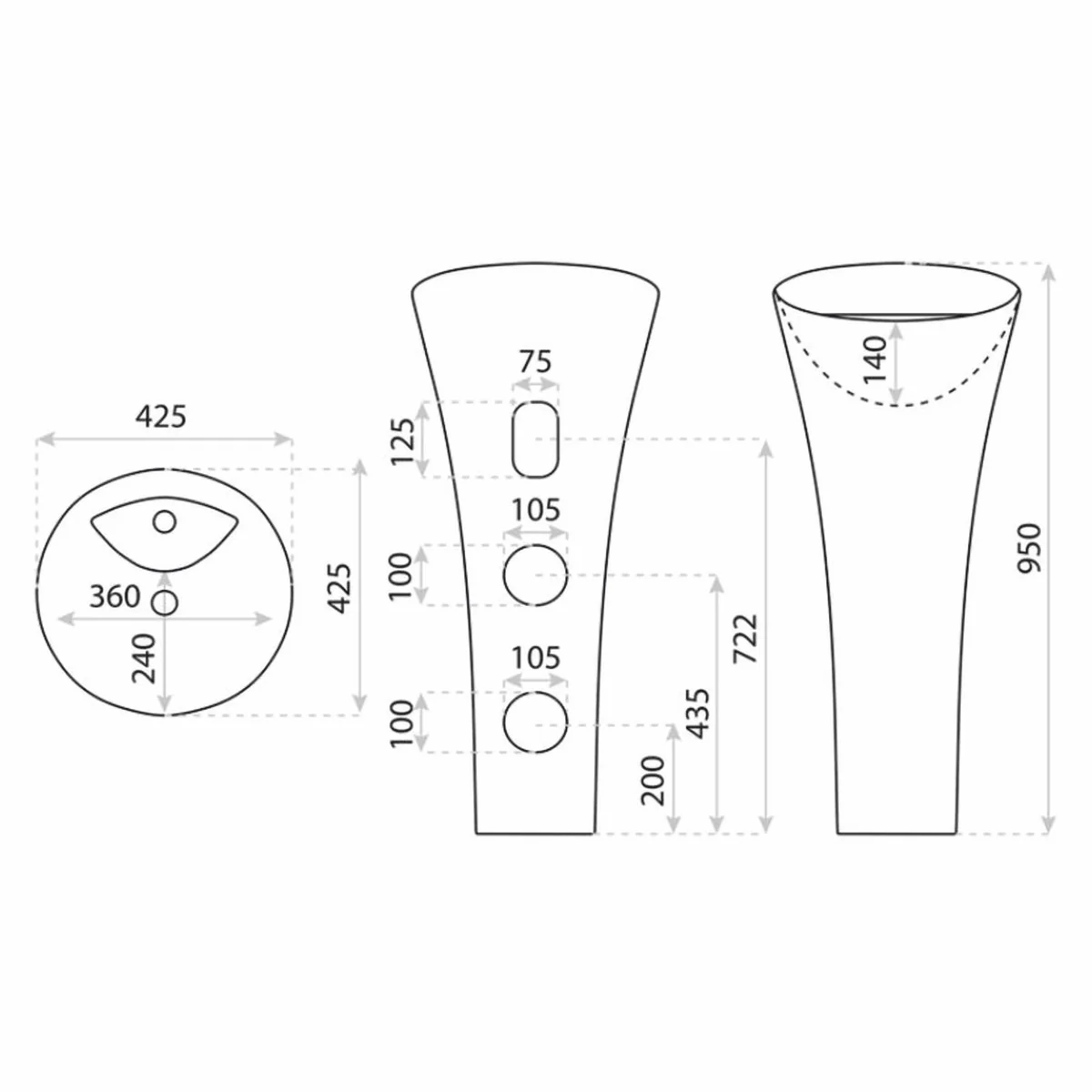 Luxury washbasin high gloss white H. 95 cm - Freestanding washbasin