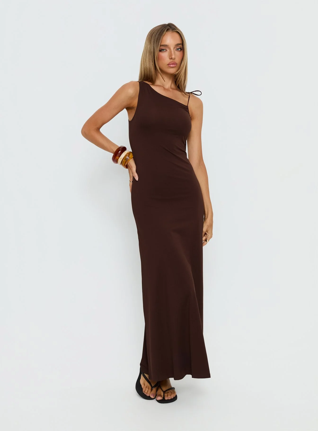 Lorinna Tie Shoulder Maxi Dress Brown