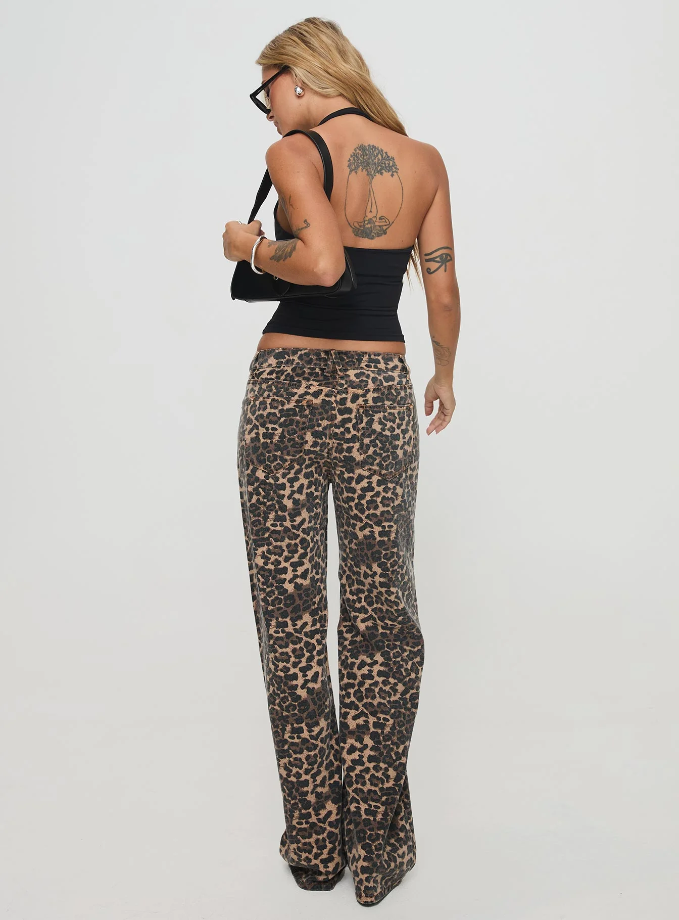 Top Model Low Rise Straight Leg Jeans Leopard