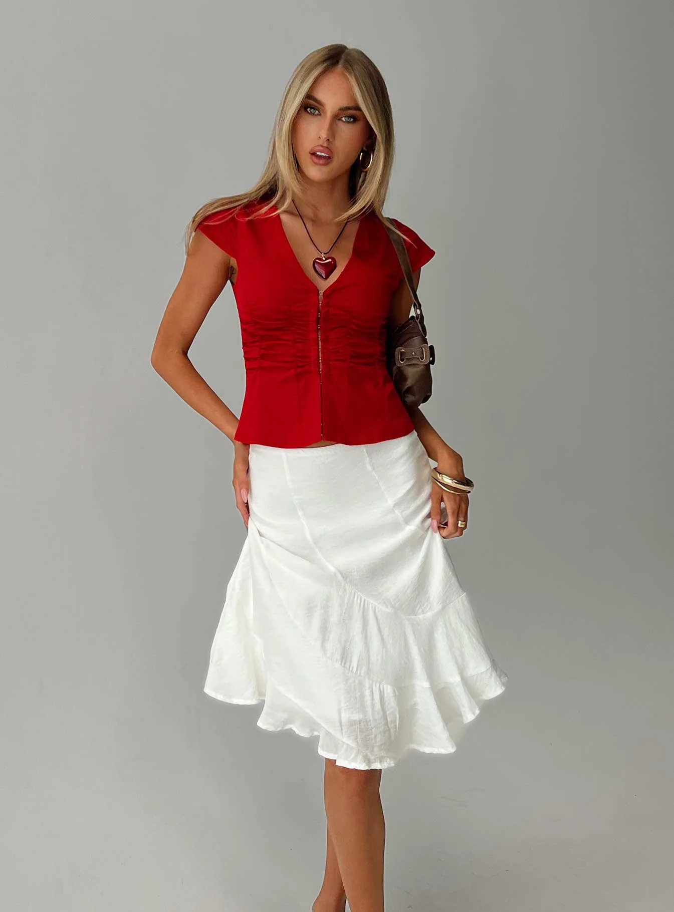 With Kindness Midi Skirt White