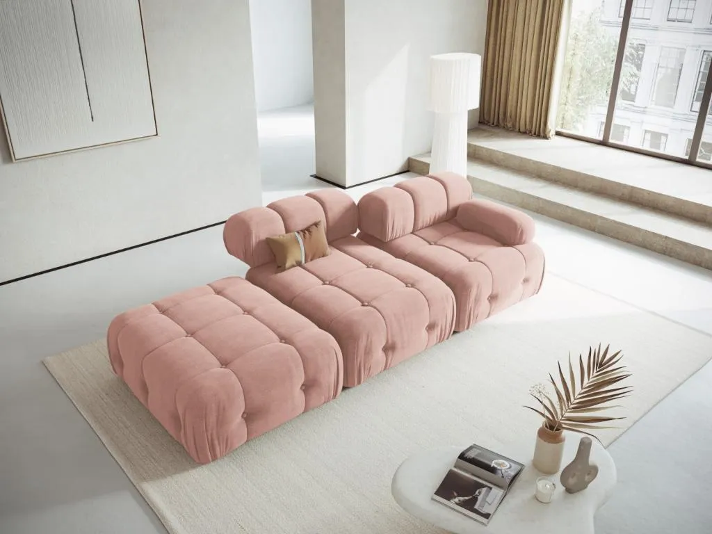 Sofá modular izquierdo Nidovia 3 plazas en tejido estructural rosa 288x96x71 cm. uwz3746610