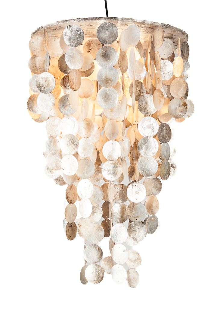 Capiz schelpen hanglamp 40x60 goud + plafondfitting