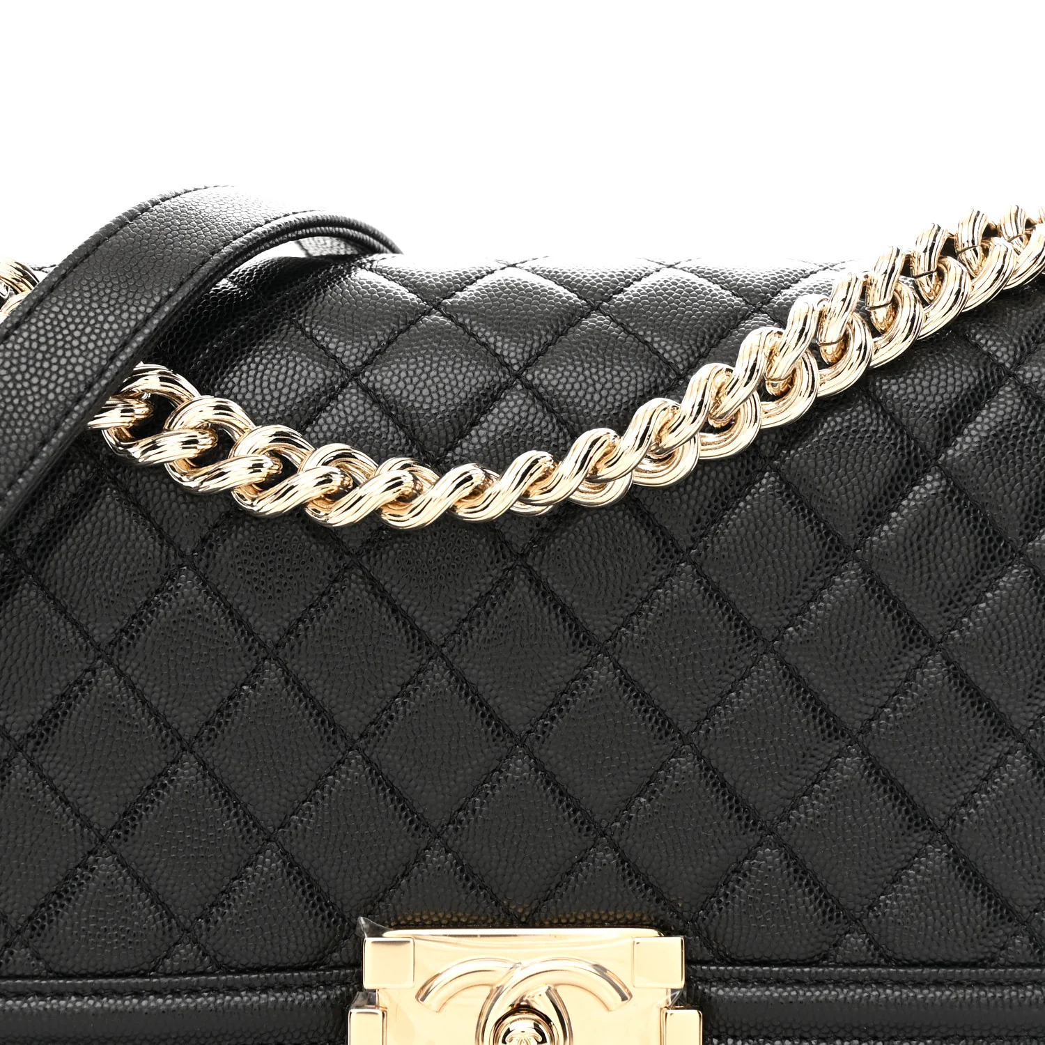 Caviar Quilted Medium Boy Flap Black - Top Club