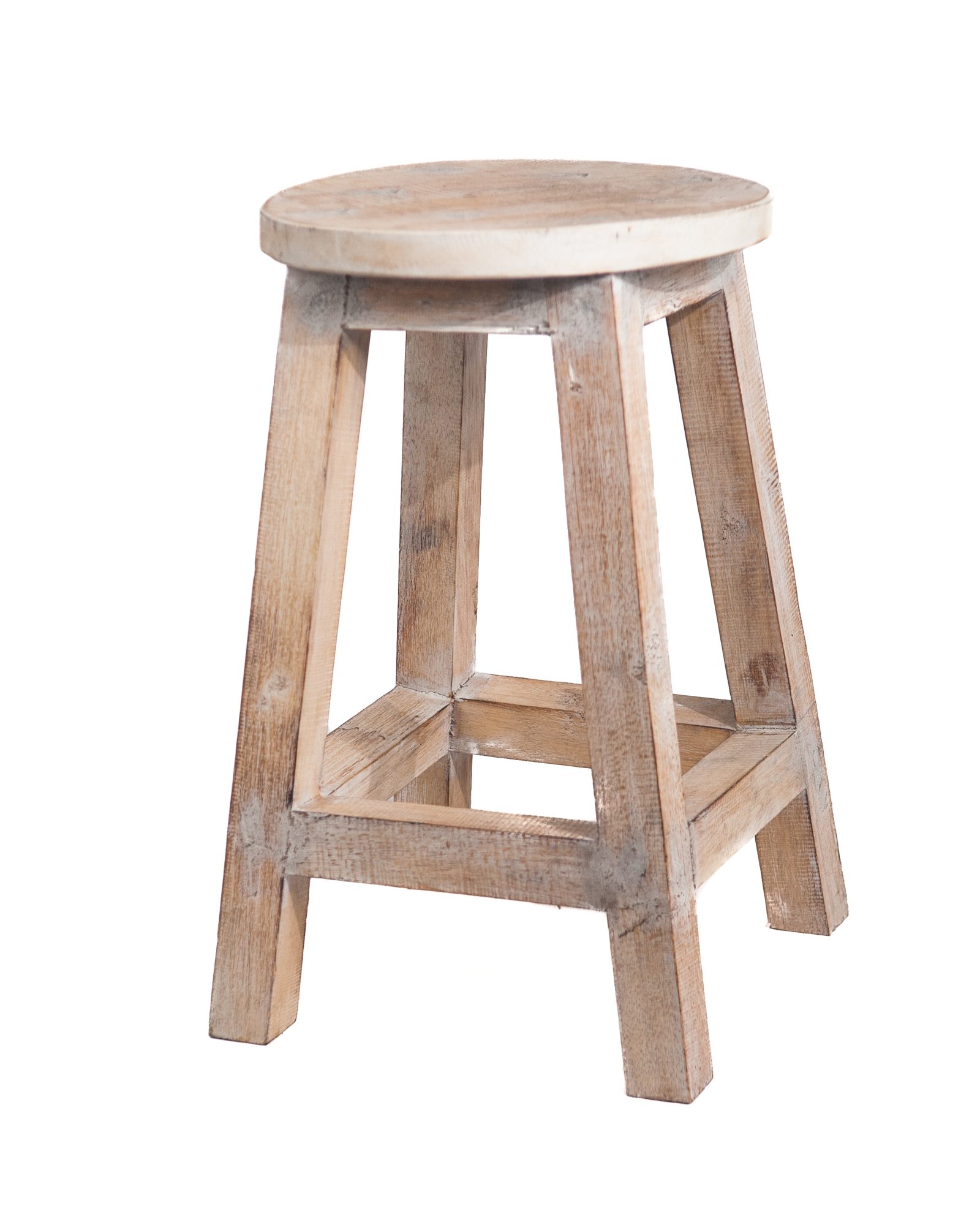 Houten krukje naturel whitewash