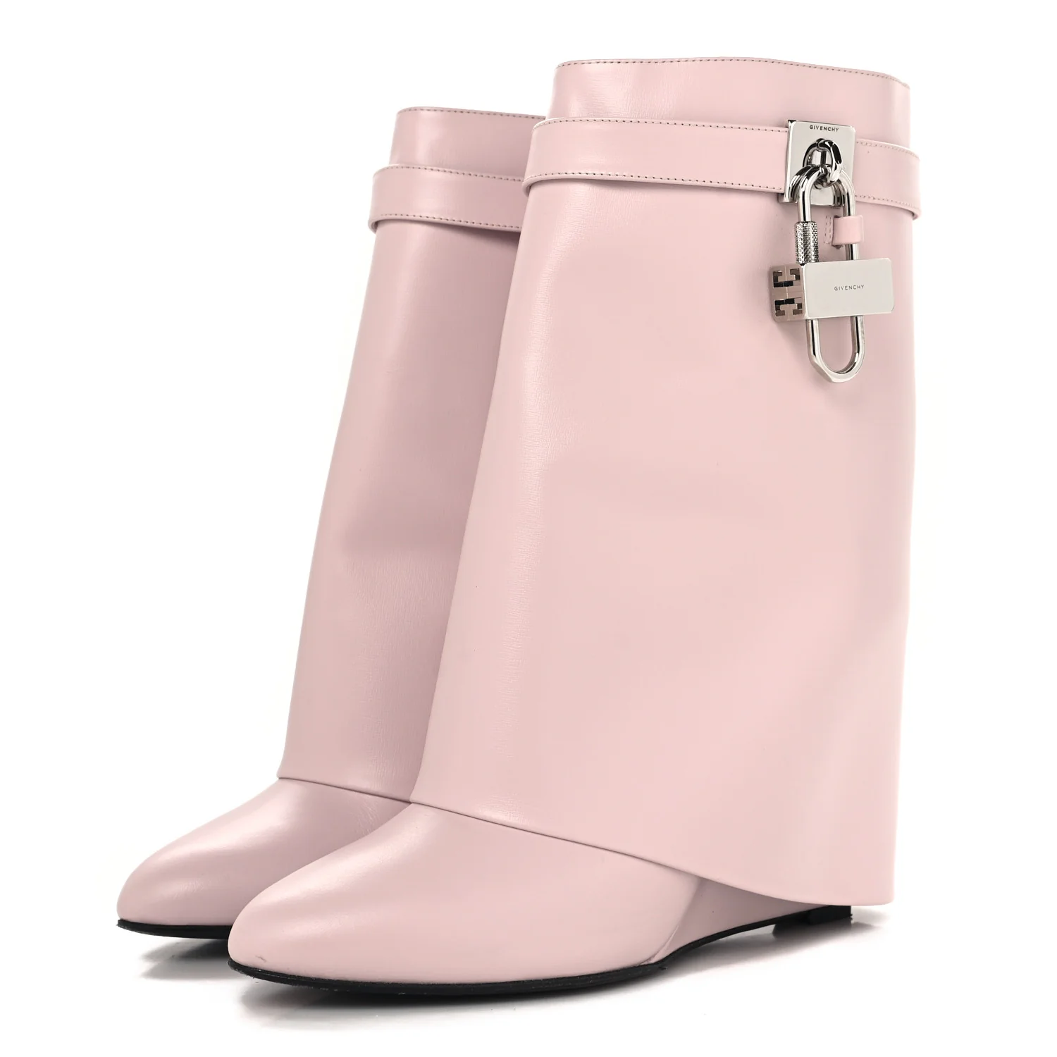 Calfskin Shark Lock Ankle Boots 41 Light Pink - Top Club