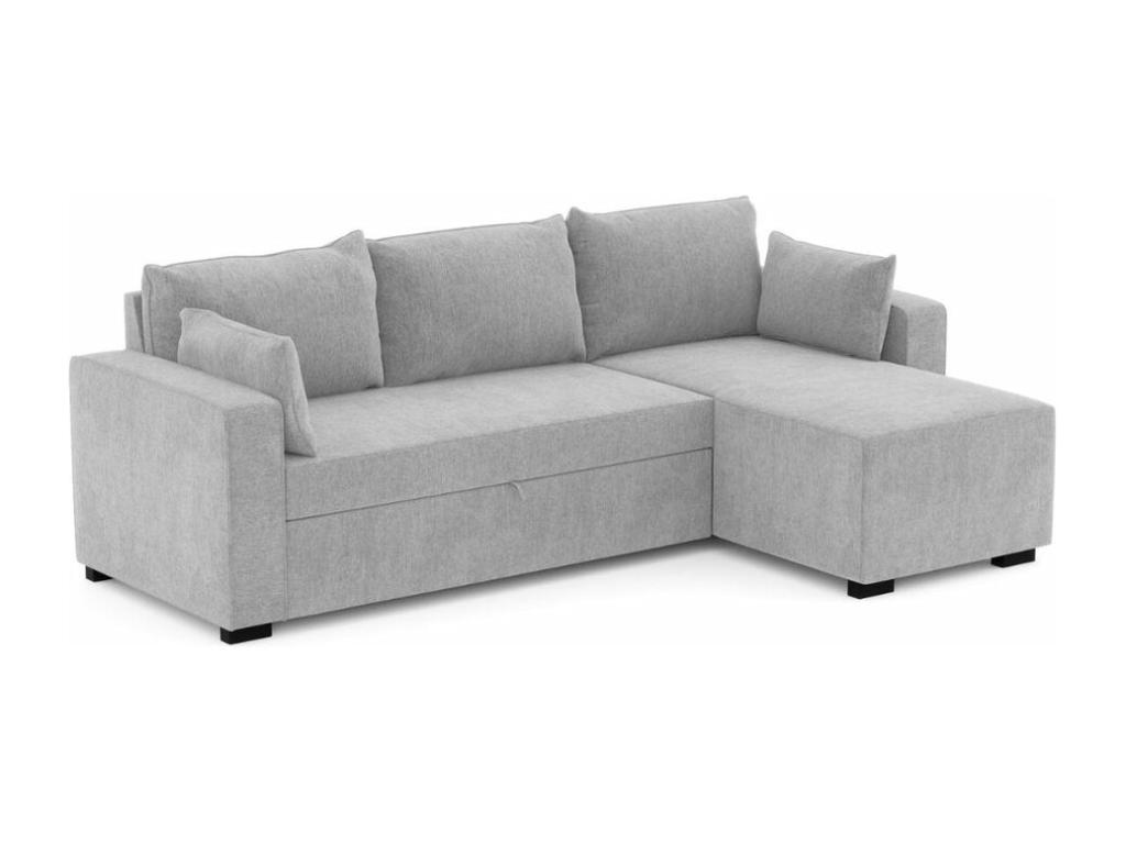 Sofá chaise longue 3 plazas reversible - poliéster - gris claro