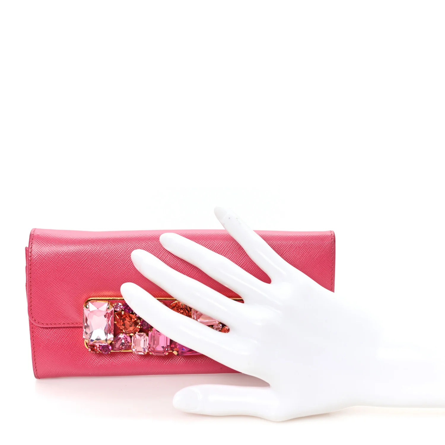 Saffiano Crystal Continental Flap Wallet Peonia