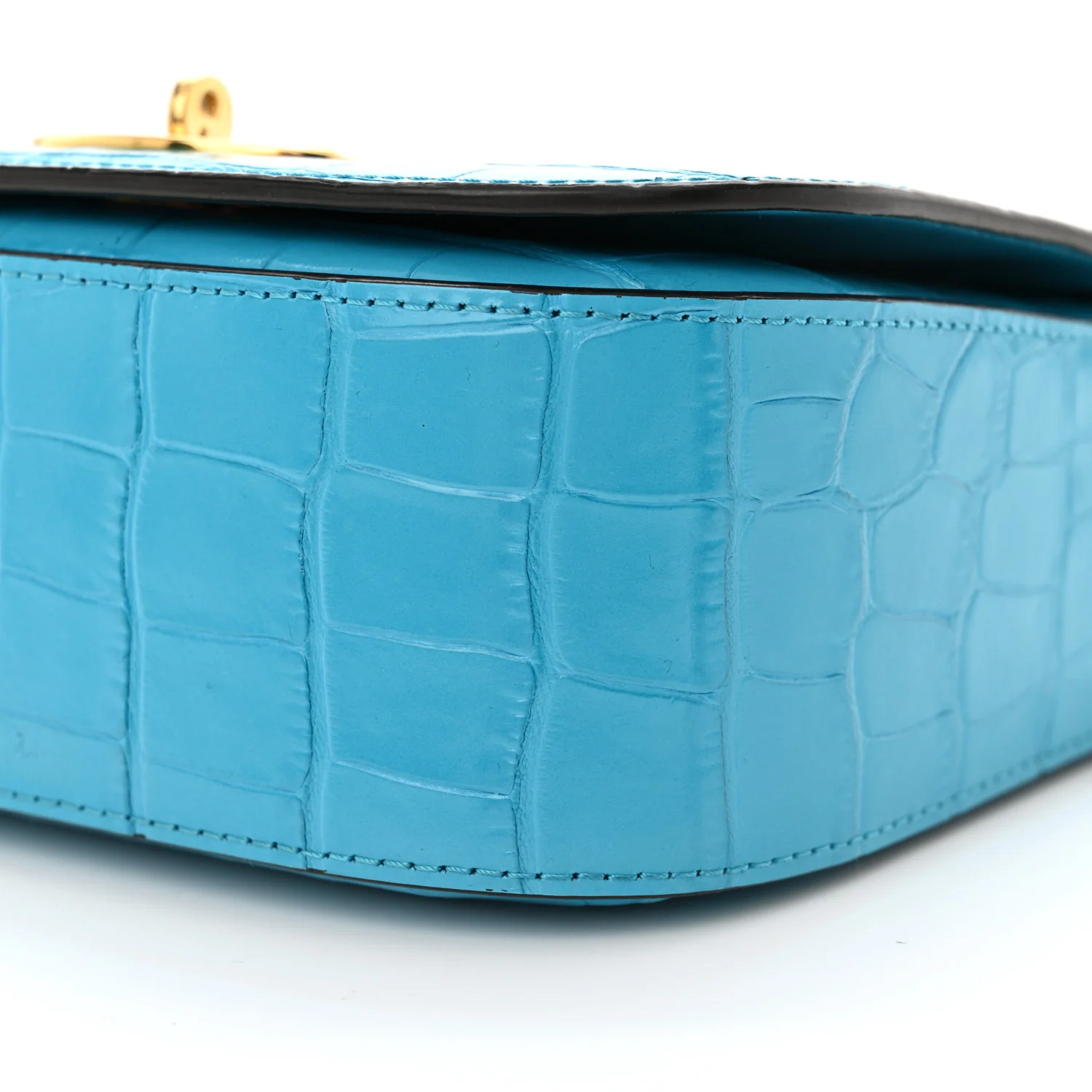 Deep Calfskin Crocodile Embossed Small Darley Azure - Top Club