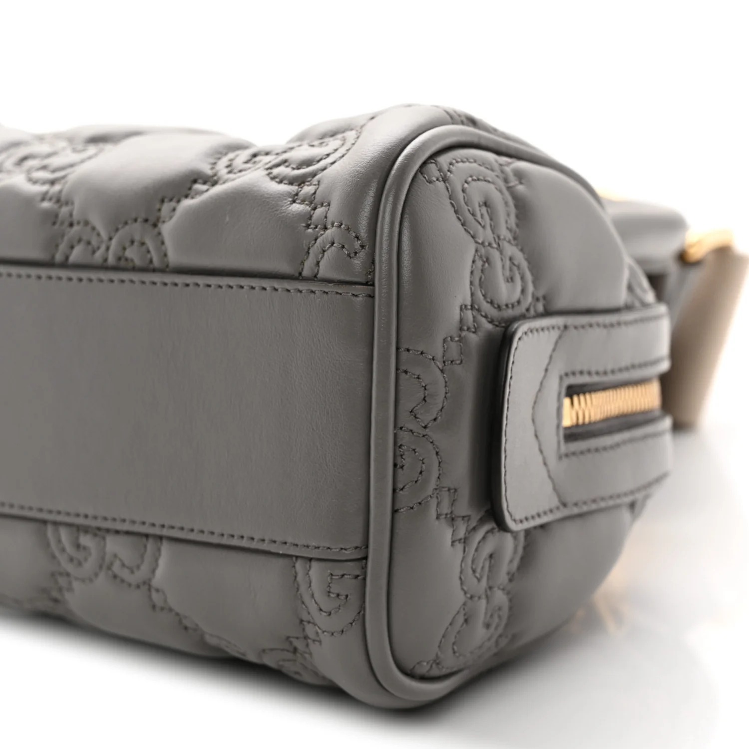 Calfskin GG Matelasse Mini Bowler Bag Dusty Grey Natural - Top Club
