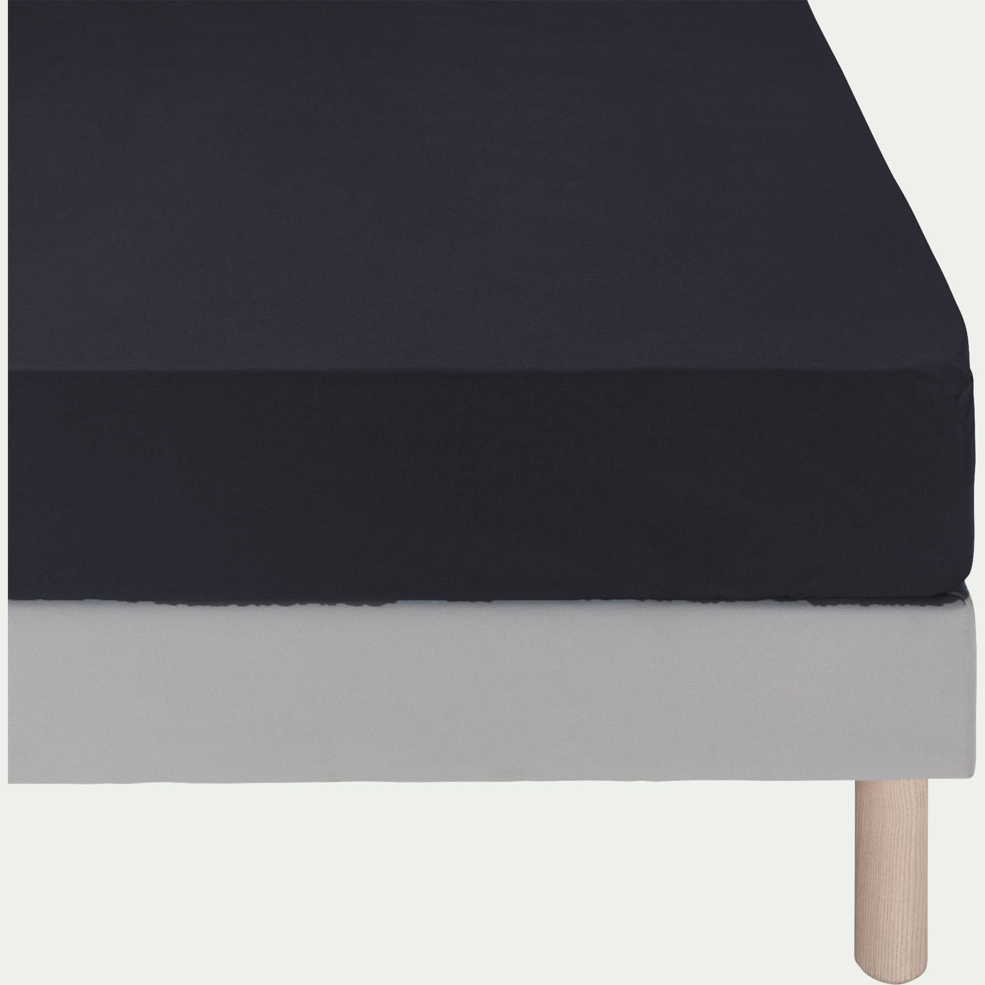 EOLI - Drap housse en coton 90x200cm B30cm - bleu calabrun