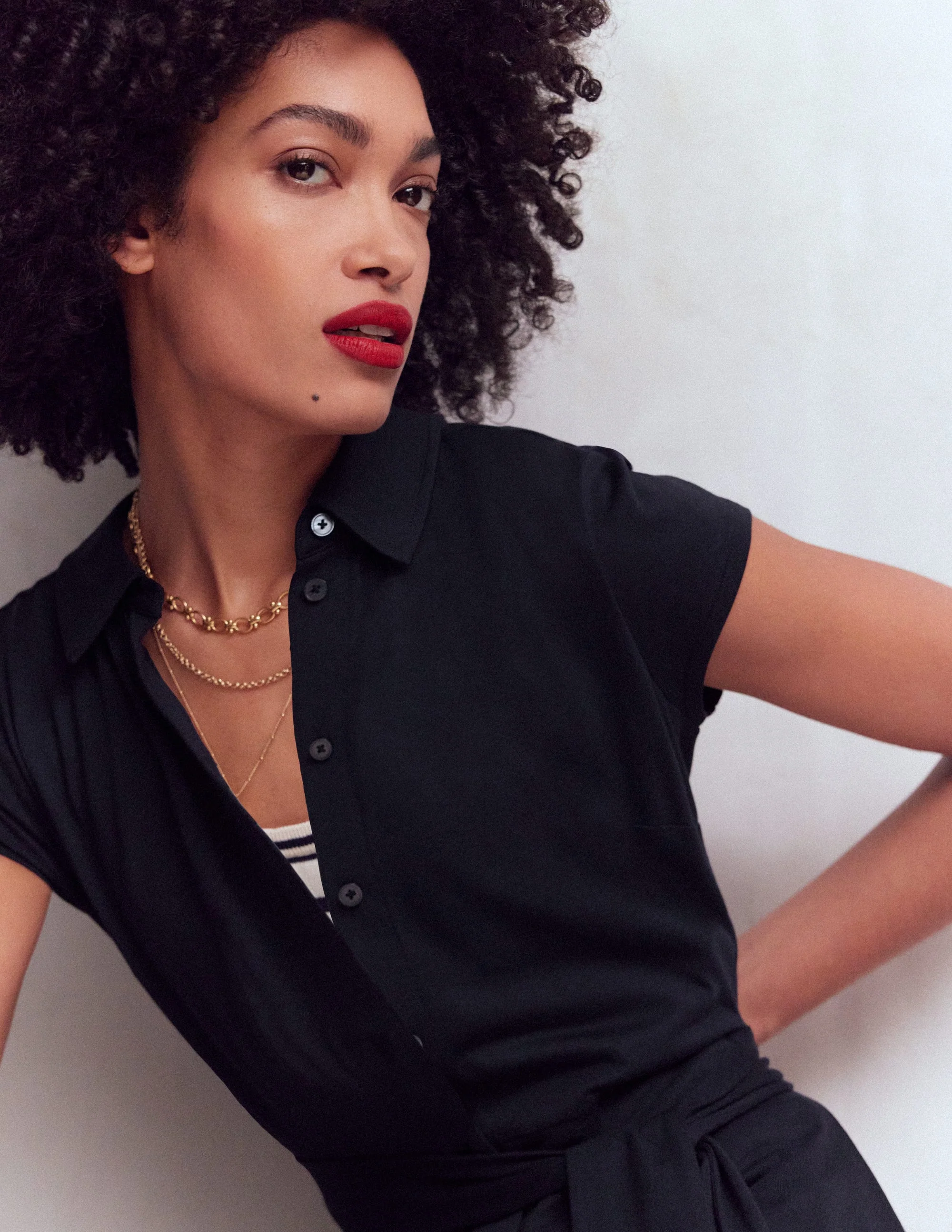 Marcia Jersey-Hemdblusenkleid-Marineblau