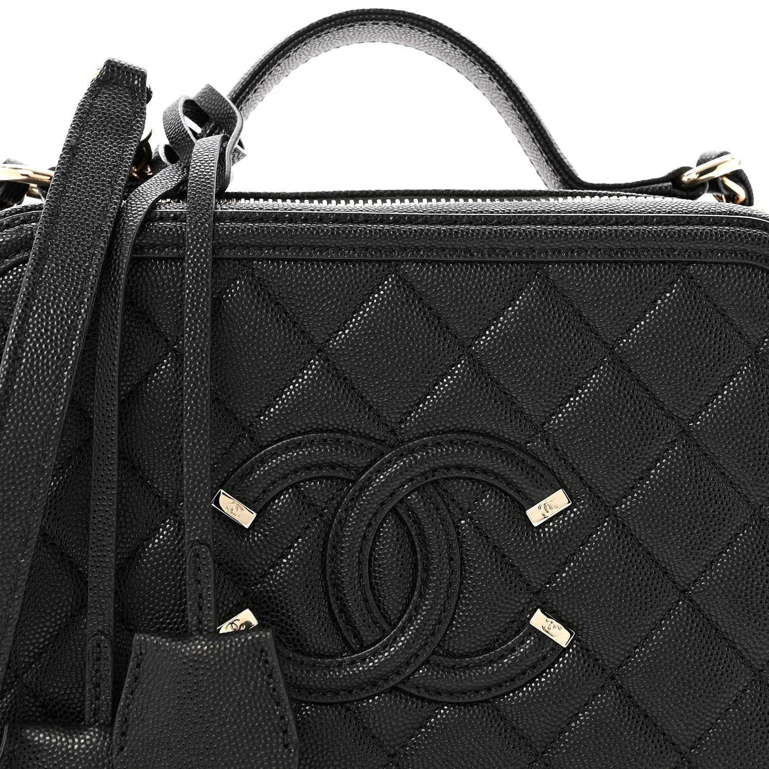 Caviar Quilted Medium CC Filigree Vanity Case Black - Top Club