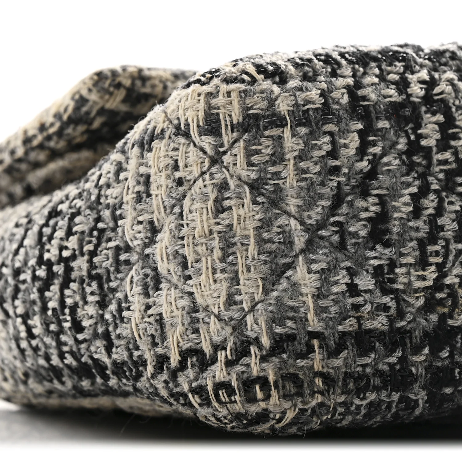 Tweed Quilted Medium Double Flap Beige White Black - Top Club