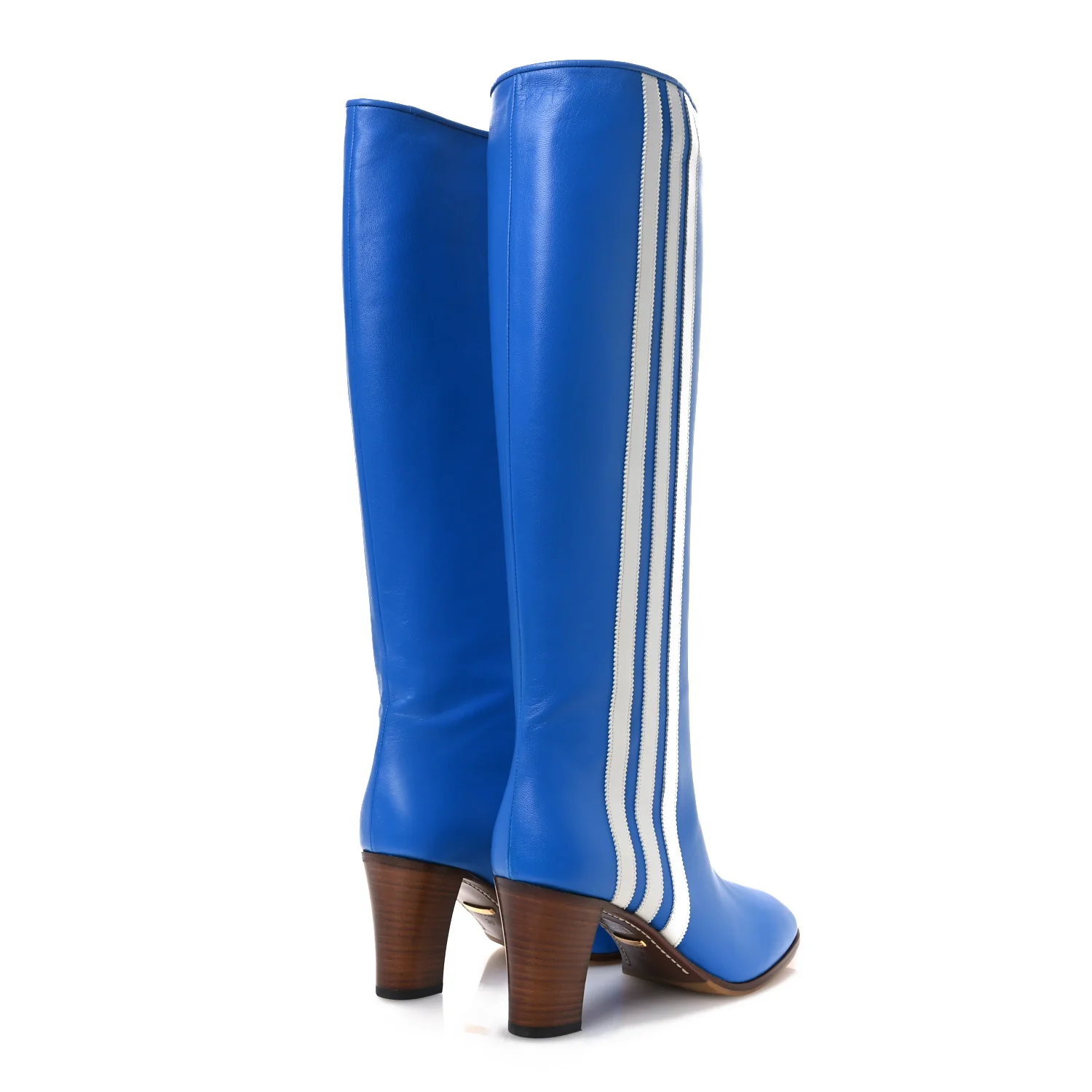X ADIDAS Calfskin Elizabeth Knee Boots 39 Blue - Top Club