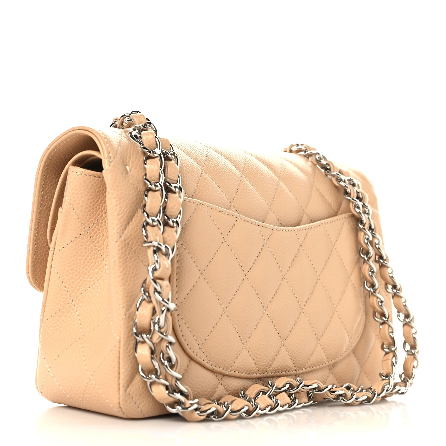 Caviar Quilted Small Double Flap Beige - Top Club