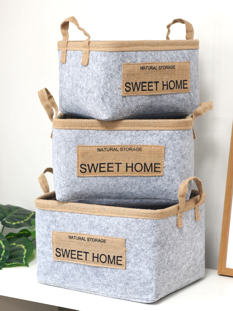 Custom Felt Storage Basket with Small Barrel Toy Firewood Bag Sundries Cooler Handmade Felt for Comfortable Home Organization
