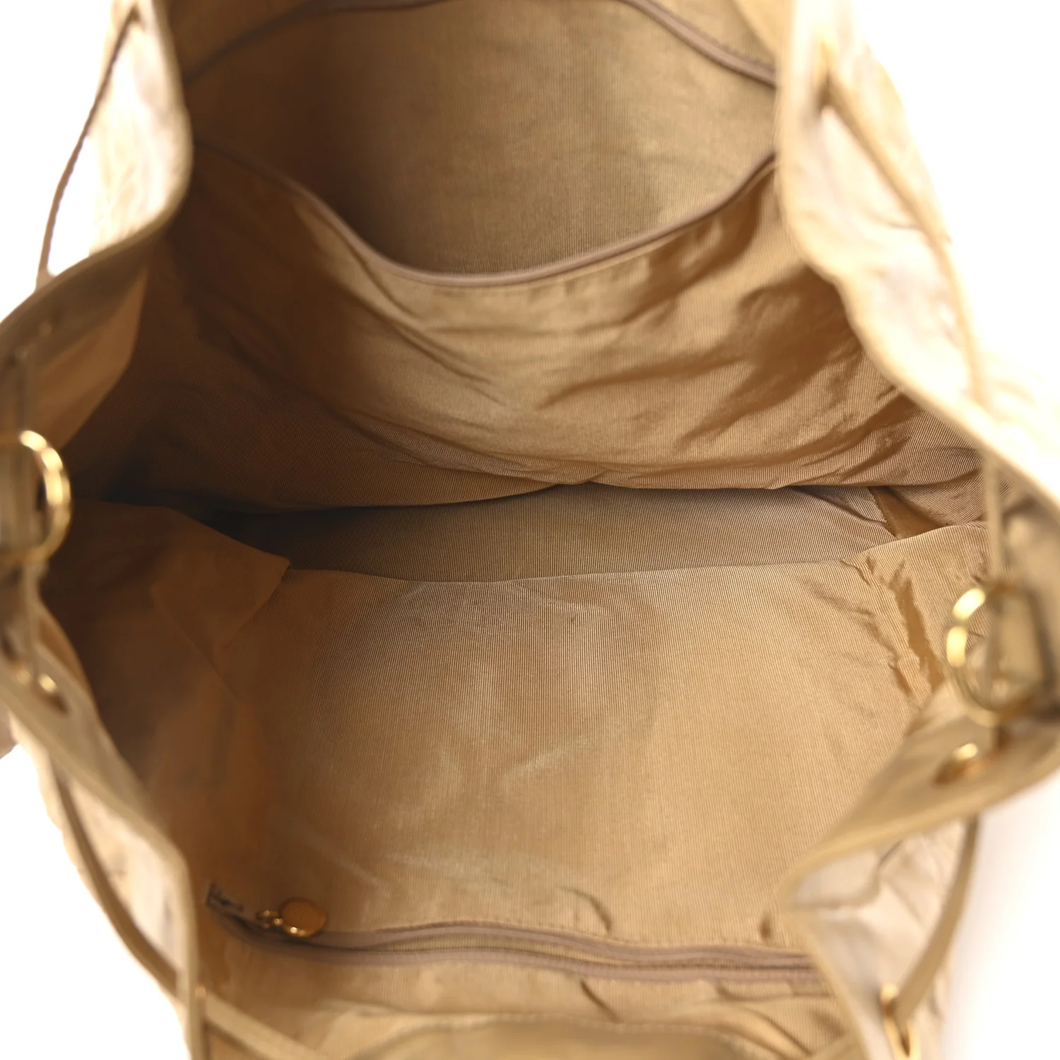 Vinyl Stitched XL Bucket Bag Beige - Top Club