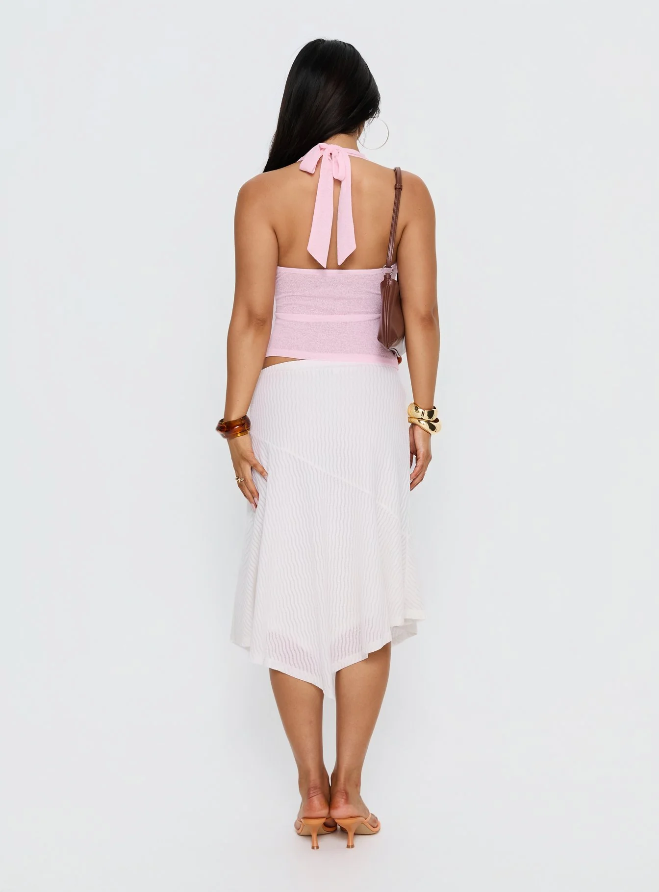 Adrea Asymmetrical Midi Skirt White