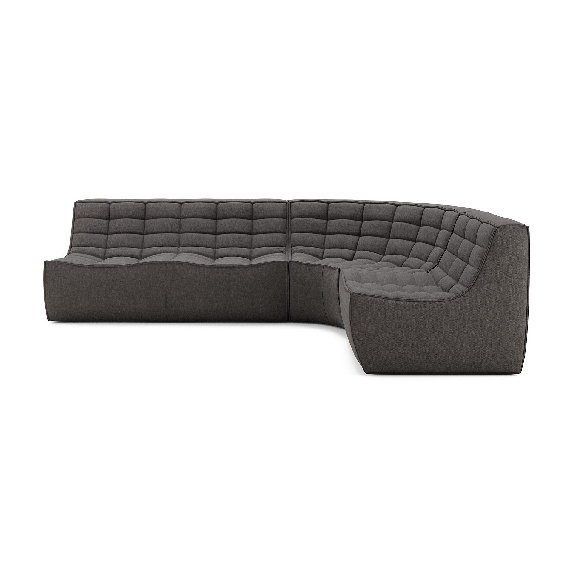 Modulaire bank N701 dark grey set 1 + 2 seat 90° ronde hoek