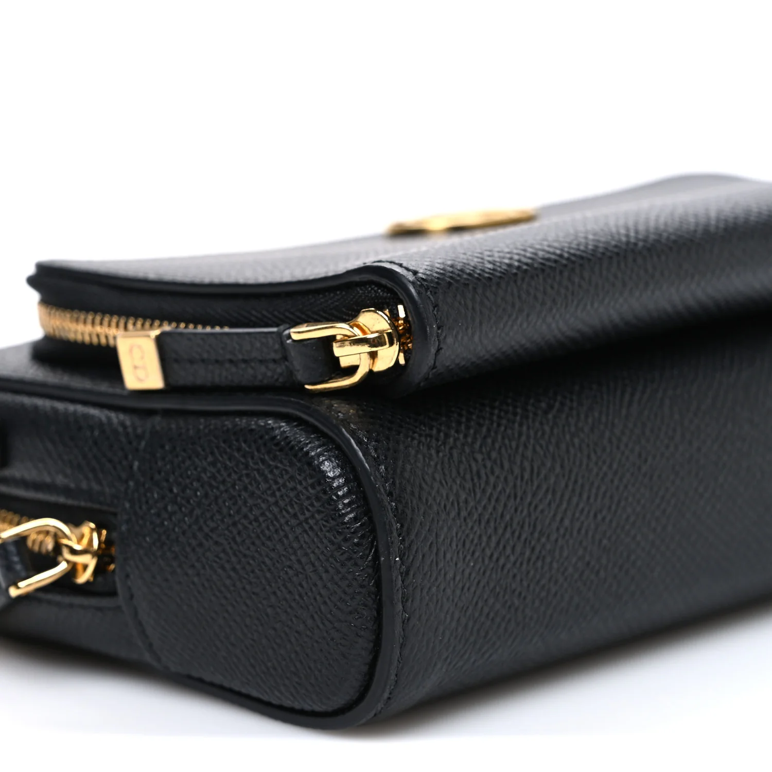 Grained Calfskin Caro Double Pouch Black - Top Club
