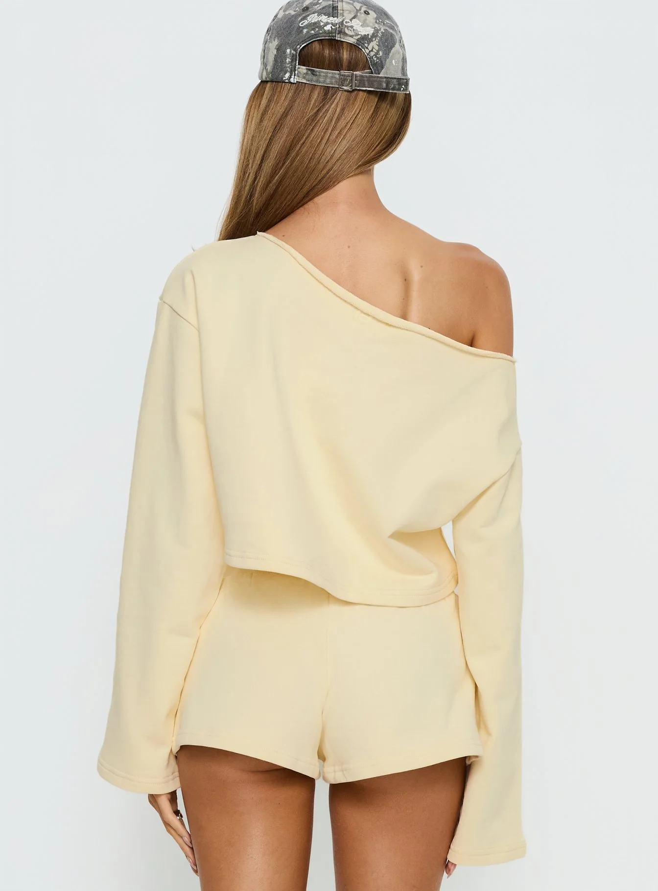 Retreat Raw Edge Off Shoulder Jumper Buttercream