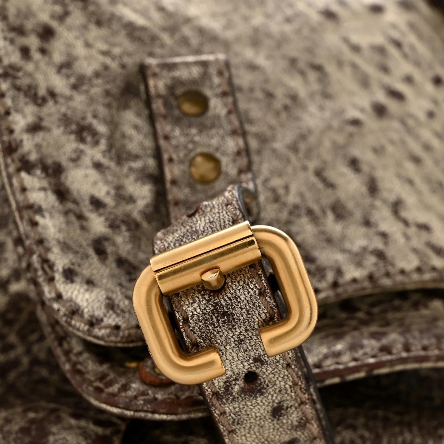 Metallic Pebbled Lambskin Paddington Satchel Grey - Top Club