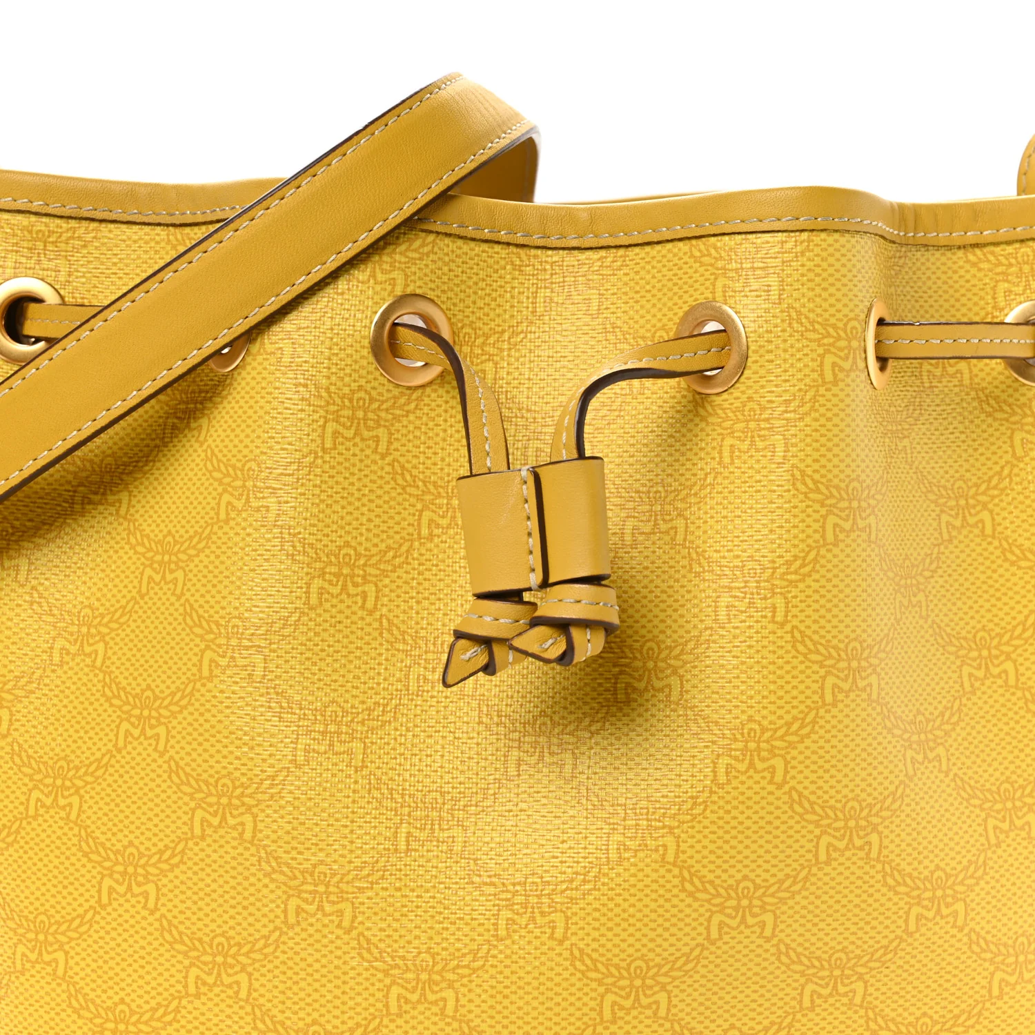 Lauretos Spanish Calfskin Medium Himmel Drawstring Bucket Bag Lemon Gold - Top Club