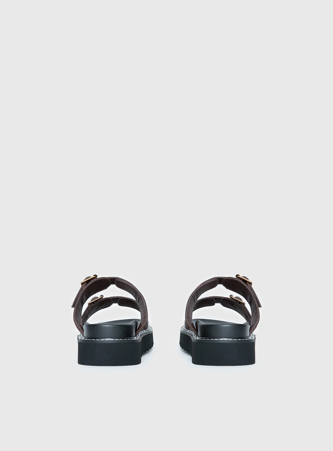 Ma Belle Sandals Contrast Stitch Chocolate